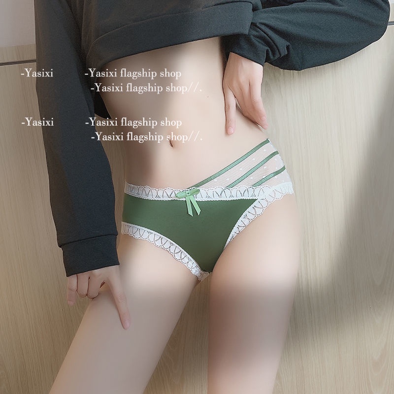 Quần Lót cotton Phối Ren Siêu Mỏng Lưng Thấp Không Đường May Kháng Khuẩn Thoải Mái Cho Nữ