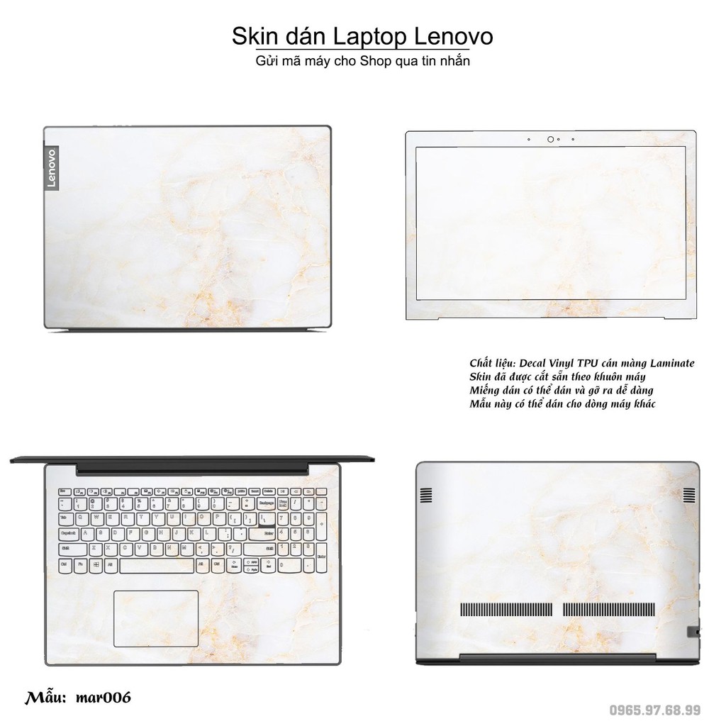 Skin dán Laptop Lenovo in hình vân Marble (inbox mã máy cho Shop)