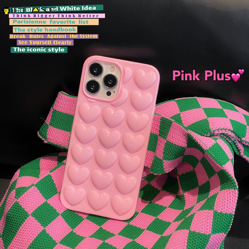 Ốp Điện Thoại Màu Trơn Hình Trái Tim 3D Chống Sốc Cho iPhone 13 12 Mini Pro Max XS Max XR X 7 8 6s Plus