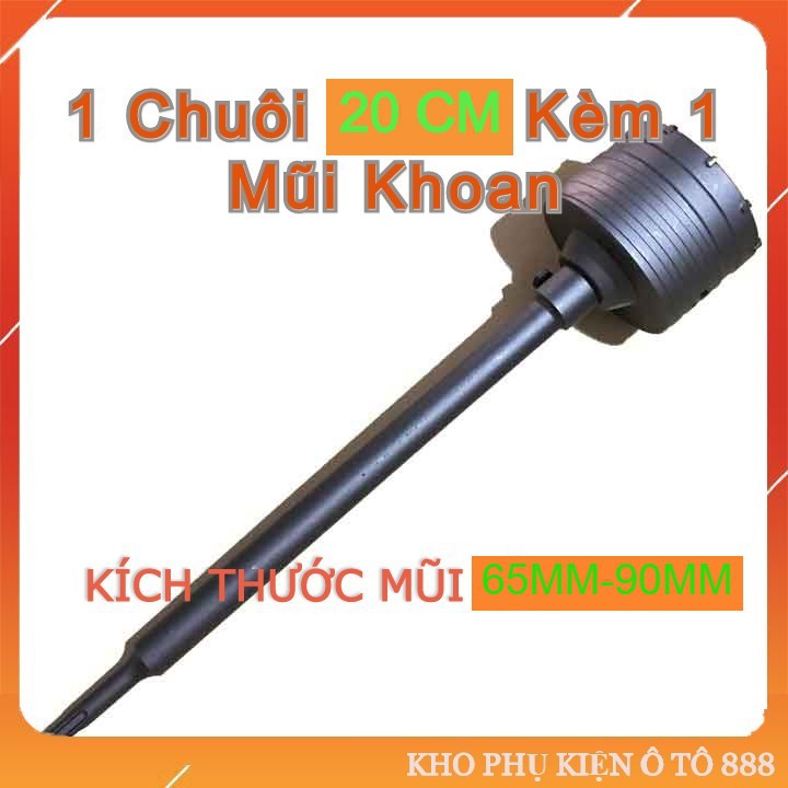 [ FREESHIP ] Mũi khoan rút lõi bê tông cỡ lớn phi 65-70-75-80-85-90 cán 200mm - Mũi khoan rút lõi 65-90