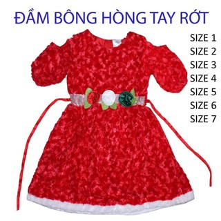 Váy đầm bông hồng cho bé gái - Đầm giáng sinh hóa trang Noel