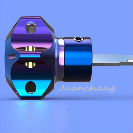 Vỏ Bọc Chìa Khóa CNC Bằng Titan Hình Lục Giác Màu Xanh Dương Cho Xe Mô Tô Cafe Racer