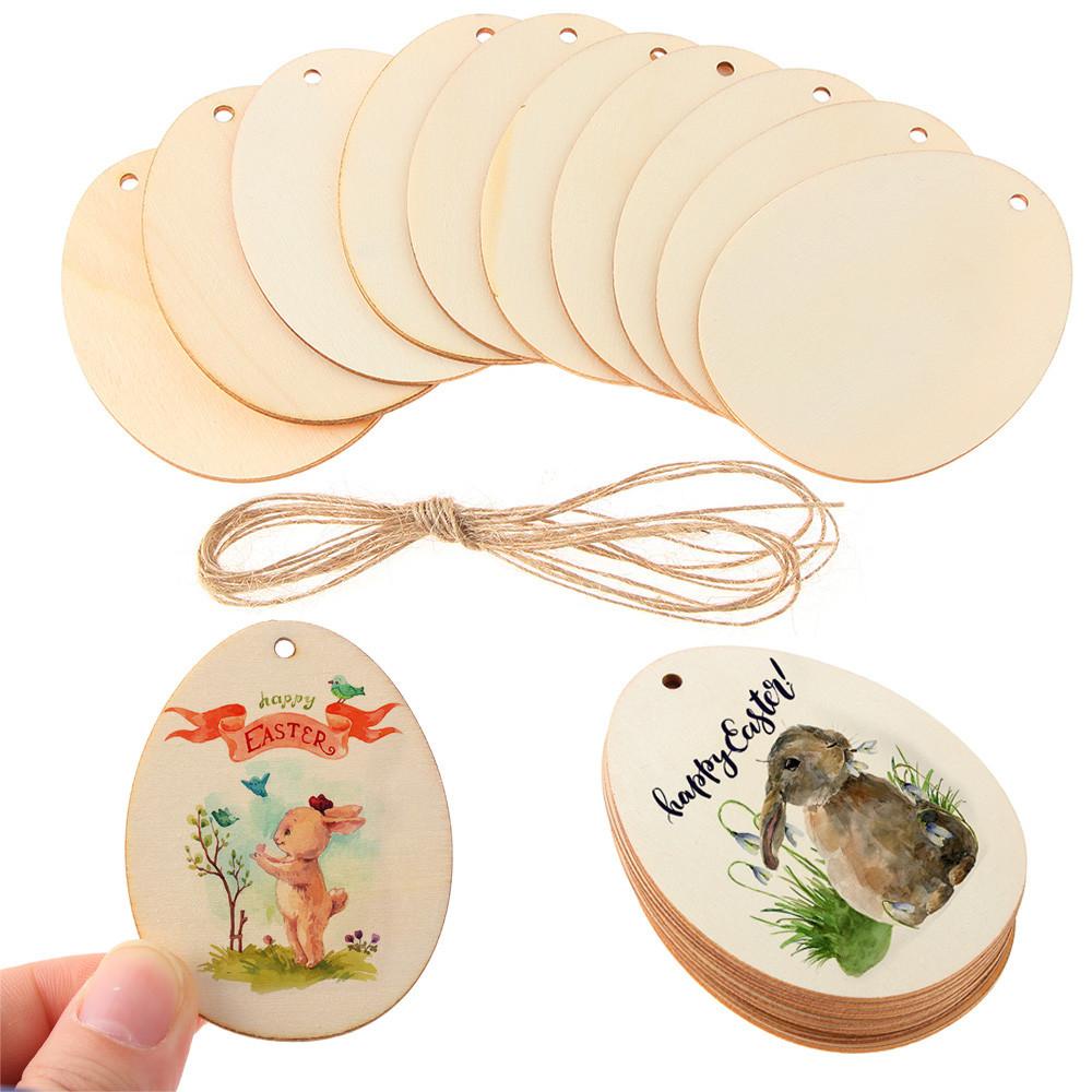 Set 10 / 25 / 50 Quả Trứng Gỗ Dùng Để Treo Trang Trí Lễ Phục Sinh