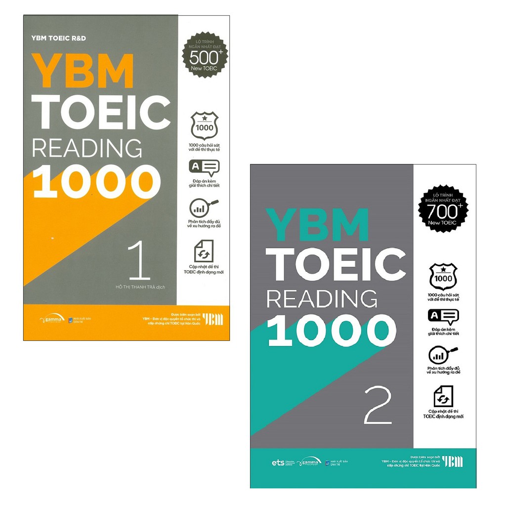 Sách Alphabooks - Combo YBM Toeic Reading 1000 Vol 1 + Vol 2 (2 Cuốn)