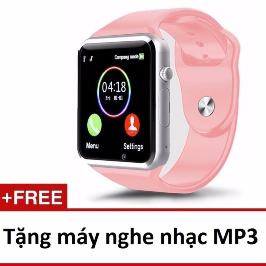 Đồng hồ đeo tay hỗ trợ sim - thẻ nhớ A1 (hồng)+ Máy nghe nhạc mp3
