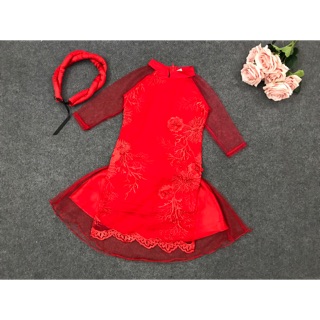 Áo dài ren bg kèm mấn