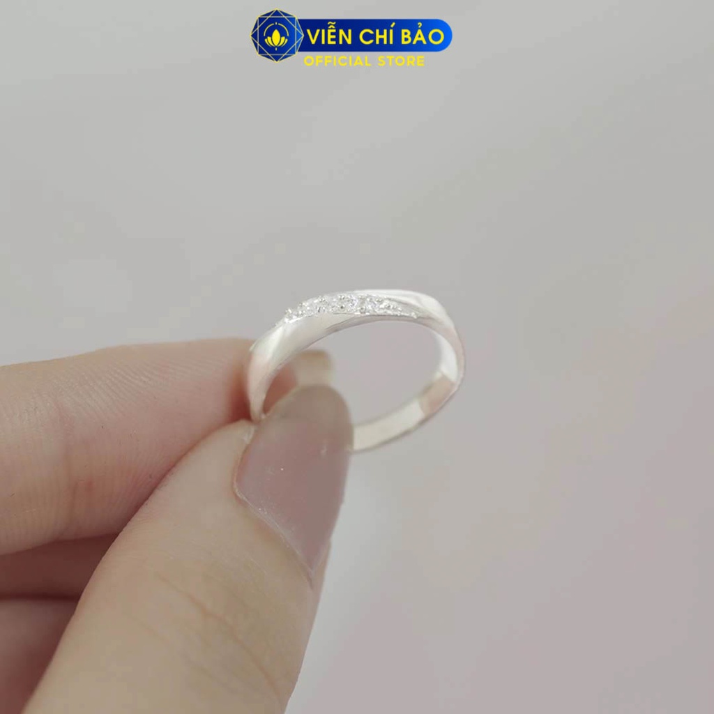 Nhẫn bạc nữ một hàng đá chéo chất liệu bạc 925 thời trang phụ kiện trang sức Viễn Chí Bảo N700410