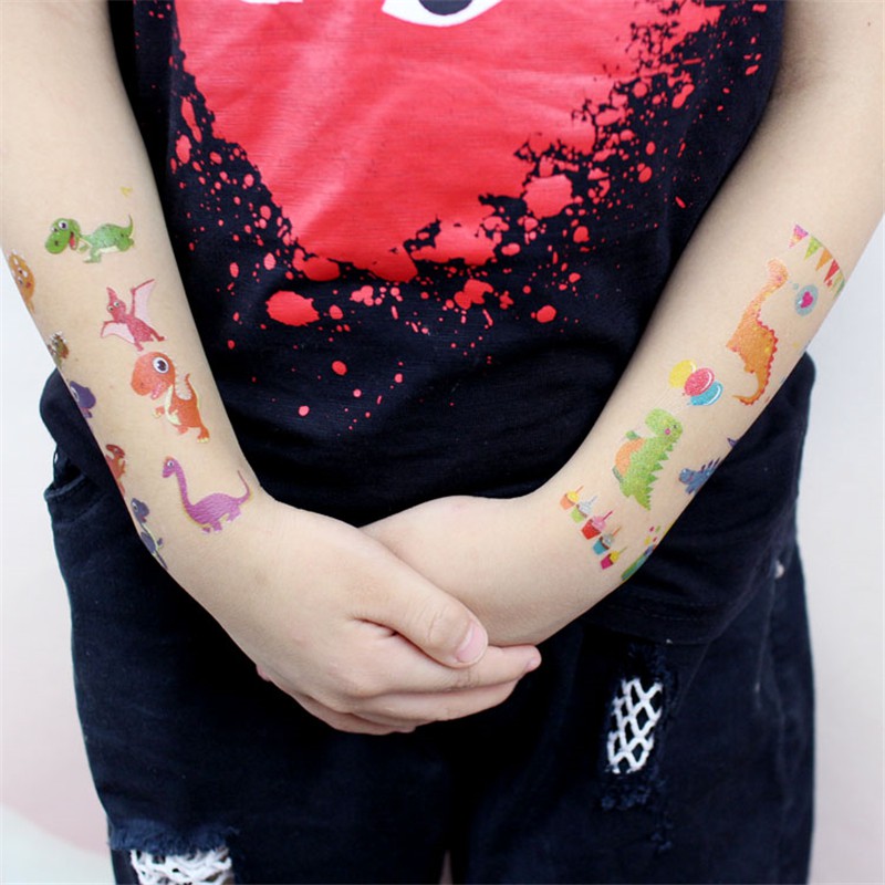 Sticker hình xăm tạm thời họa tiết khủng long chống thấm nước