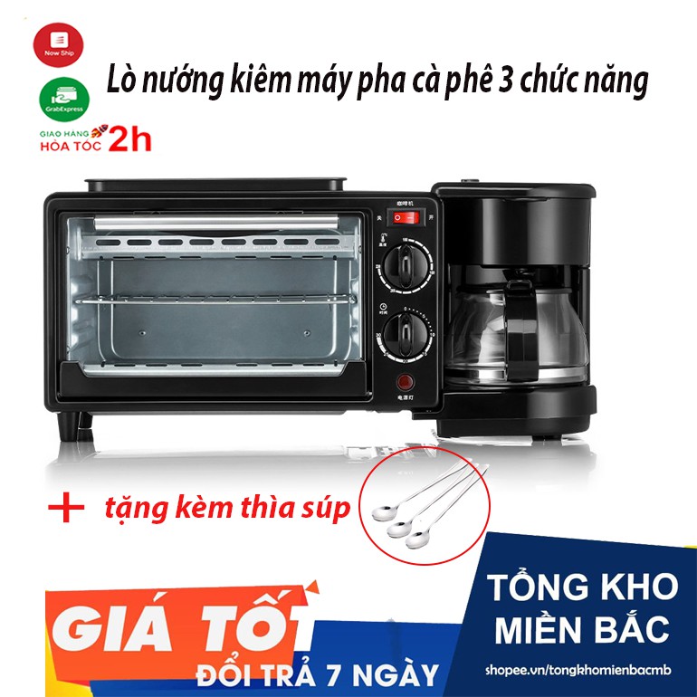 LÒ NƯỚNG KIÊM MÁY PHA CÀ PHÊ 3 CHỨC NĂNG ( tặng kèm set 3 thìa)