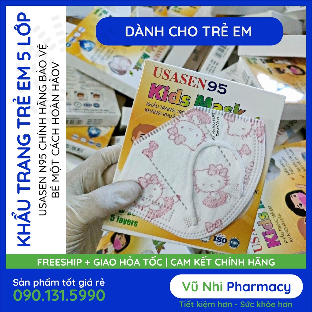 [Hộp 10pcs] Khẩu Trang Dành Cho Trẻ Em N95 5 Lớp (N95 Kids) - CHÍNH HÃNG USASEN