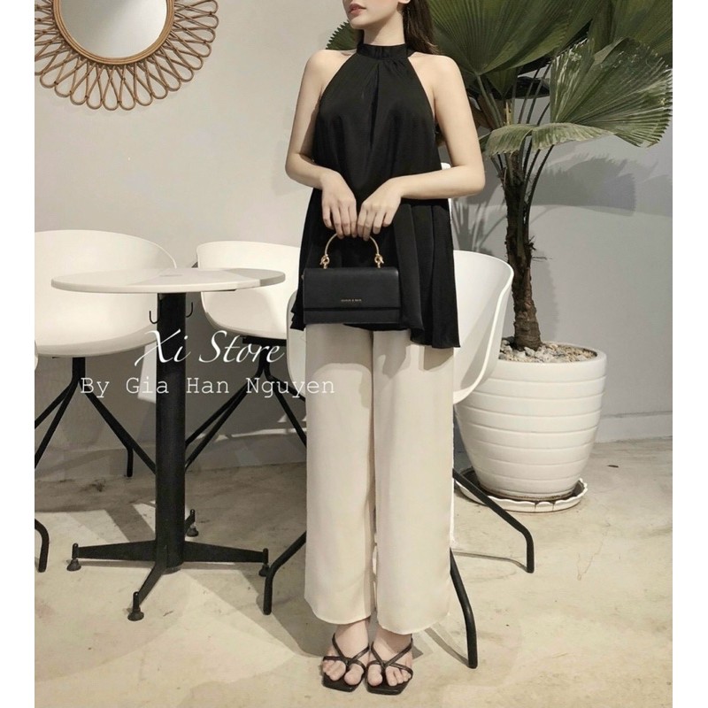 SET ÁO YẾM ĐEN MIX QUẦN SUÔNG ĐŨI TRẮNG | BigBuy360 - bigbuy360.vn