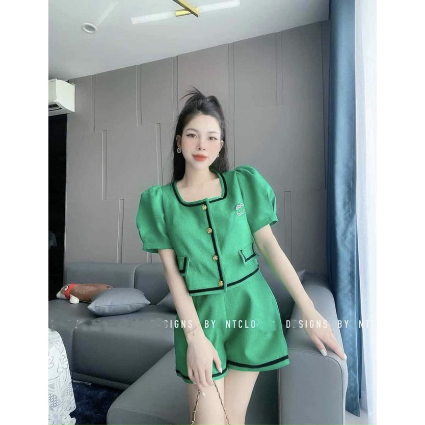 Sét bộ đồ nữ họa tiết viên đi cổ vuông 4 màu tôn dáng trẻ trung sang trọng thanh lịch siêu xinh