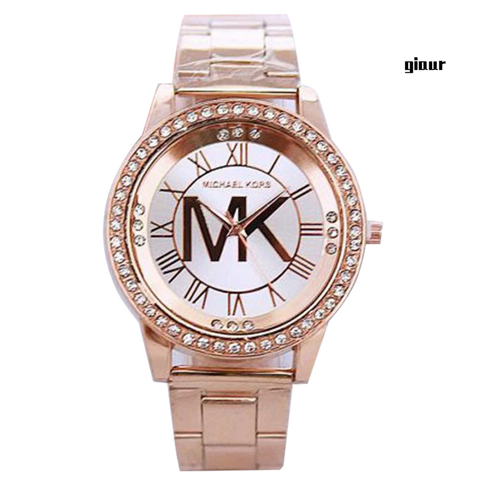 MICHAEL KORS Đồng Hồ Analog Máy Quartz Nữ Mặt Số La Mã Đính Hột Xoàn Dây Thép