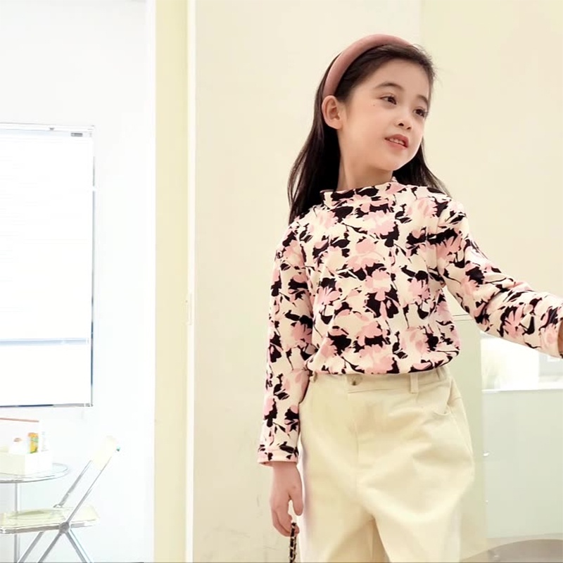 Áo nhung IQ ANGEL tay dài cổ cao vừa thời trang thu đông dành cho trẻ em