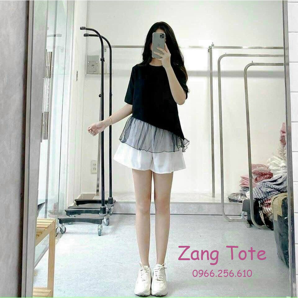 Set áo thun phối lưới + quần sooc nữ Dynota chất Umi Nhật cao cấp xinh sang chảnh ZBO5 - Zang Tote