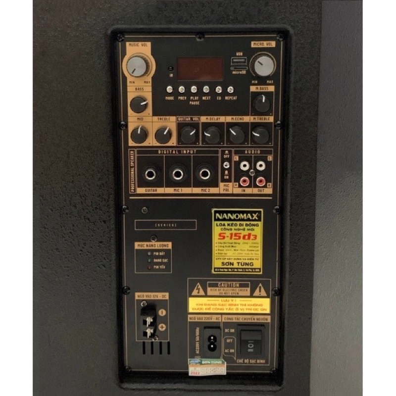 Loa kéo di động NAnomax SK 15D3, bass 40cm, tặng 2 Mic không dây