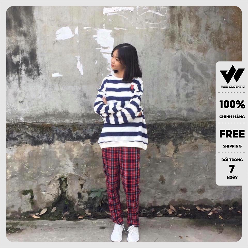 Quần baggy caro ống rộng WIIS unisex dáng suông caro pants nam nữ phong cách ullzang