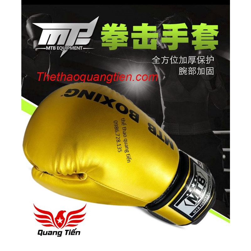 Freeship Găng tay Boxing MTB Max màu vàng đồng chính hãng