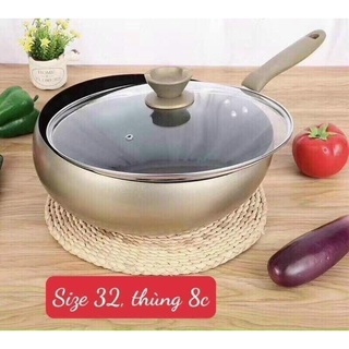 Chảo bầu sâu lòng size 32cm kèm vung
