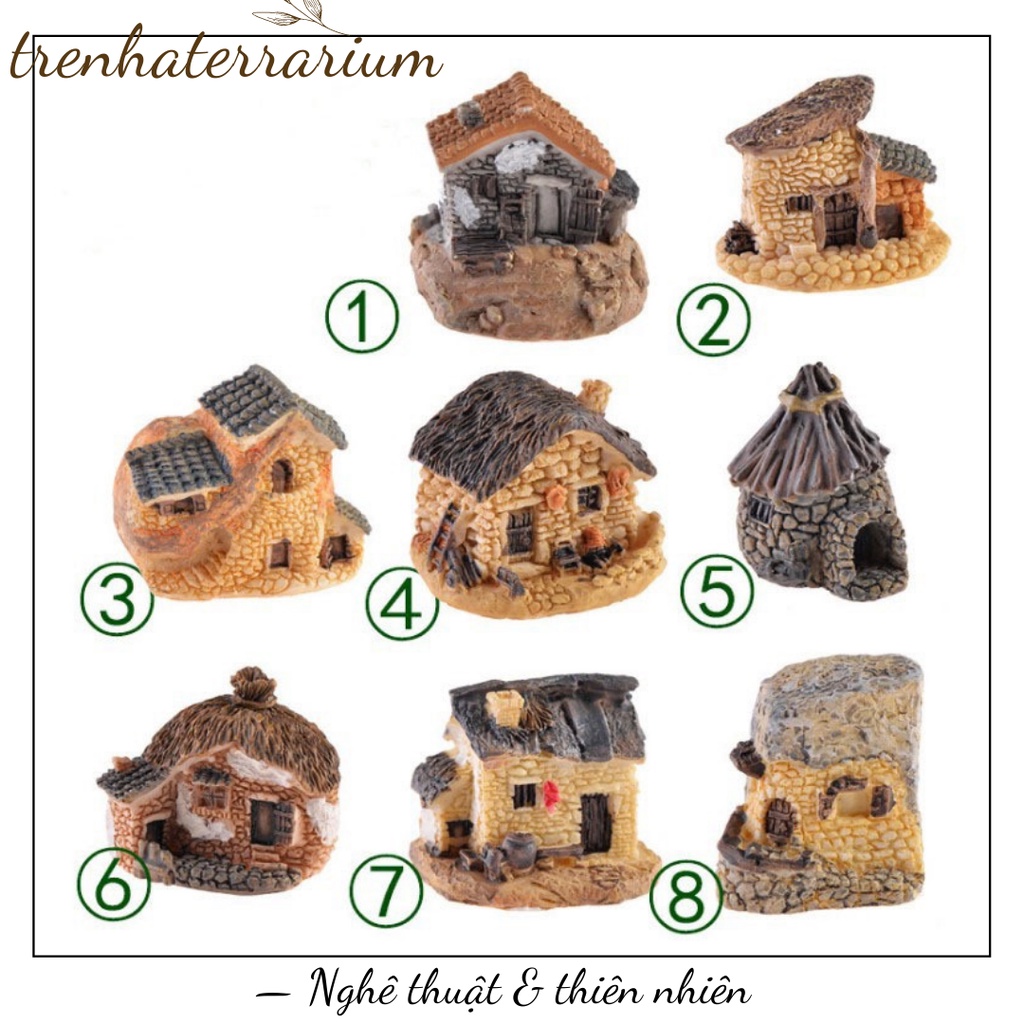Tiểu cảnh biệt thự zakka love sea 8 ngôi nhà nhỏ vi cảnh trang trí phụ kiện terrarium