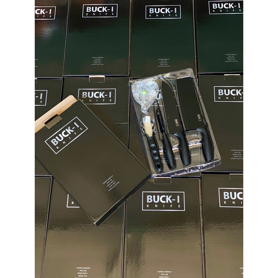 Bộ dao 5 món Nhật Bản Buck I, thép hợp kim chống rỉ, tiện lợi
