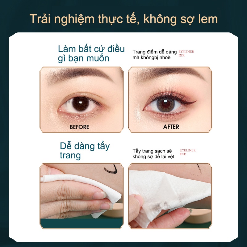 Bút kẻ mắt dạng lỏng nhanh khô màu đen màu nâu chất lì chống nước lâu trôi