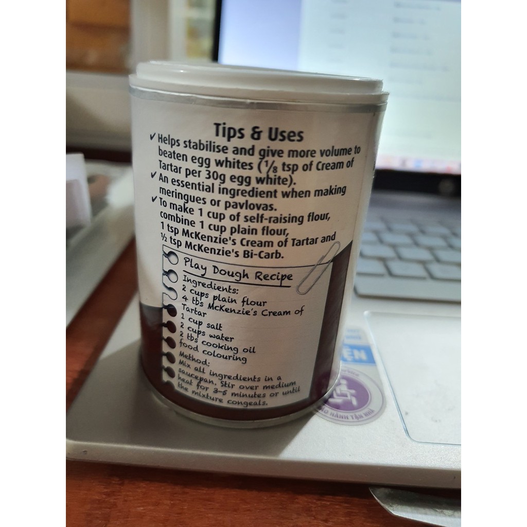 Cream of tartar Úc MC Kenzie's 125g