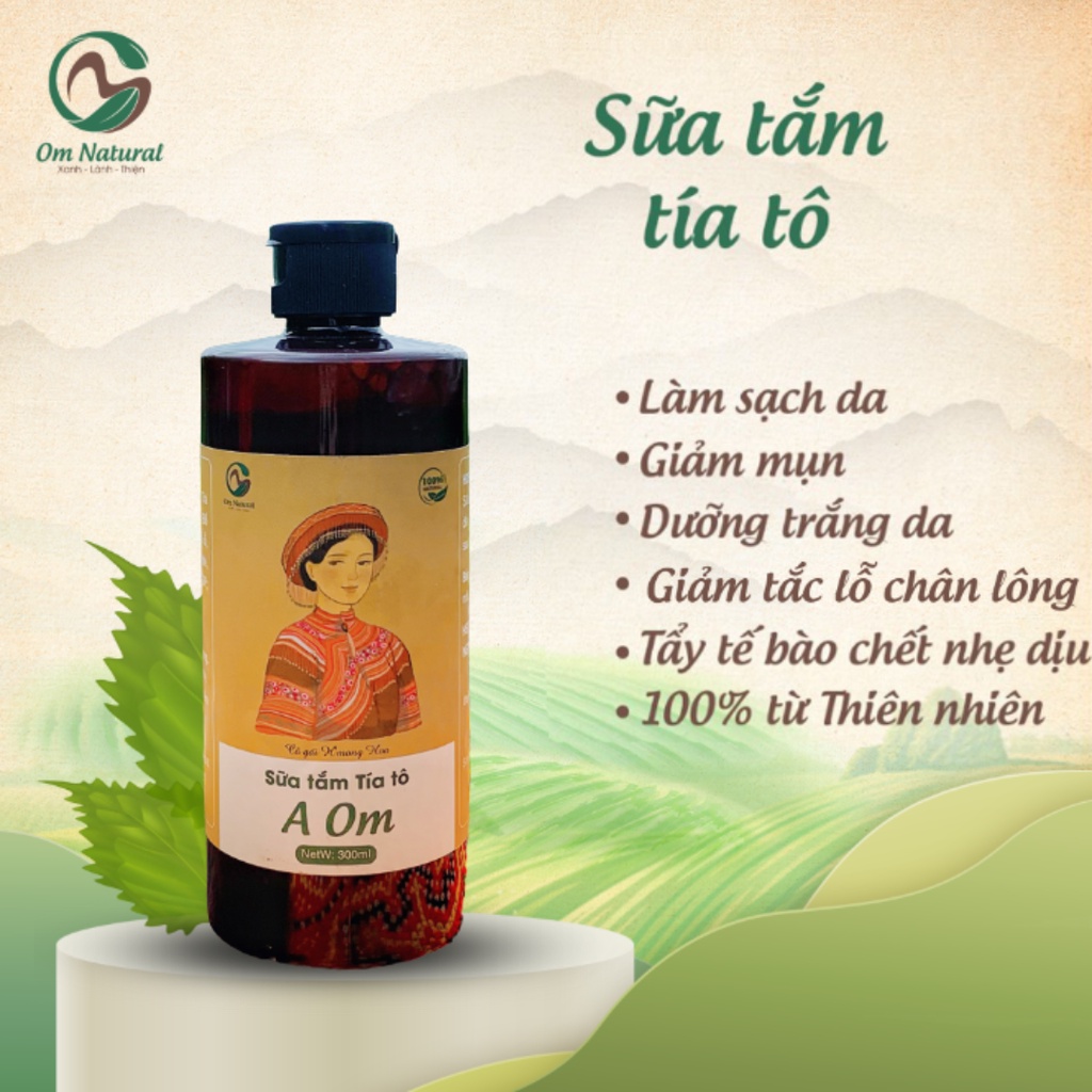Sữa Tắm Tía tô A OM Natural Tẩy Da Chết, Làm Sáng Da Body, Làm Mịn Da 30ml