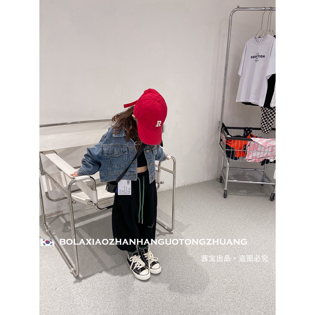 Áo Khoác Denim Dáng Ngắn Thời Trang Xuân Thu 2022 Mới Cho Bé Gái