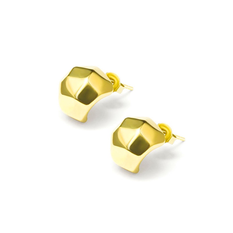 Bông tai bằng thép titan mạ vàng 18K thiết kế kiểu hình học sáng tạo phong cách Pháp