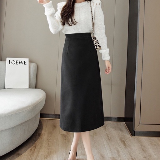 Chân váy dài nữ NHẬT LINH chân váy dài qua gối xẻ tà sau dáng công sở lịch sự sang trọng - CV518