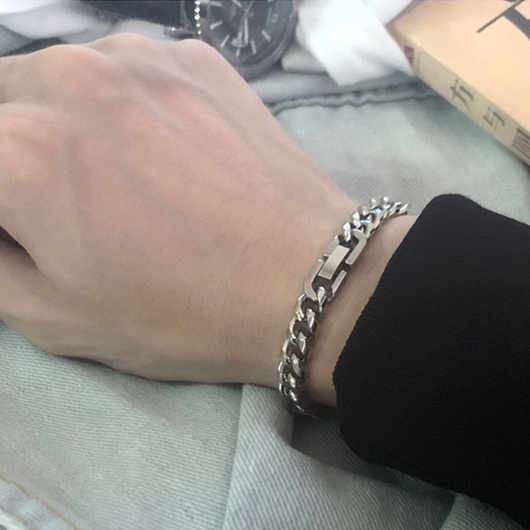 Vòng Tay Nam Lắc Tay Nam Xích Bản To Chốt Then Thép Titan Không Gỉ B20