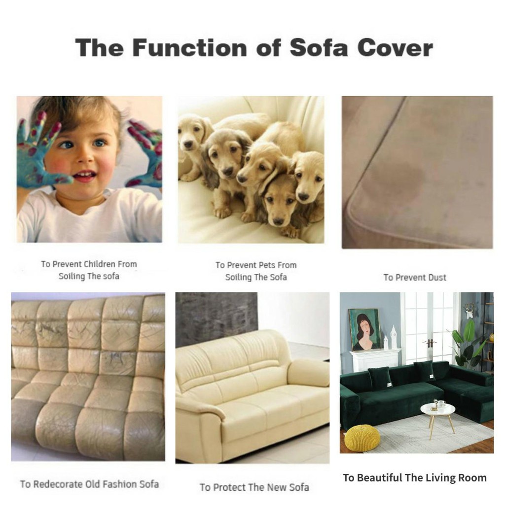 Vỏ Bọc Ghế Sofa 1 / 2 / 3 / 4 Chỗ Ngồi Hình Chữ L Bằng Nhung Co Giãn Trang Trí Phòng Khách