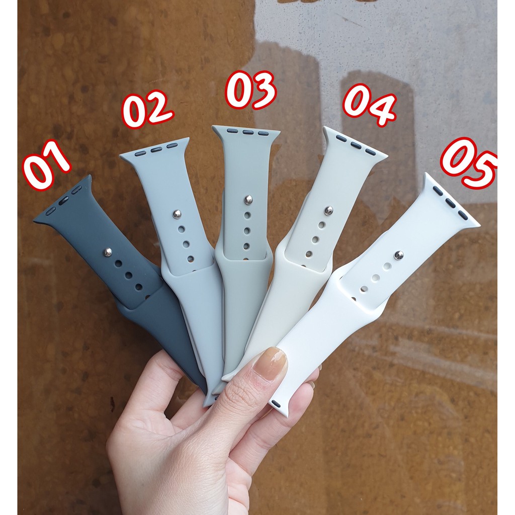 Dây Đeo Cao Su Silicone Cho Apple Watch Series 1/2/3/4/5/6/SE/T500/W26 Cao Cấp Full Màu, Size 38/40/42/44