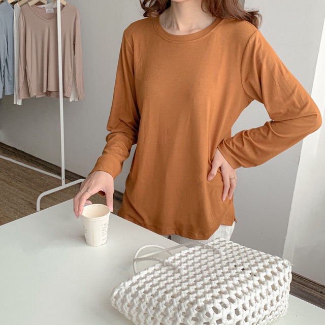 Made by zinnia- áo pull trơn xẻ vạt
