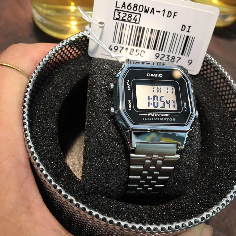 [HOT] Đồng hồ điện tử nữ Casio Vintage LA680WA-1DF dây kim loại chống nước chính hãng Anh Khuê