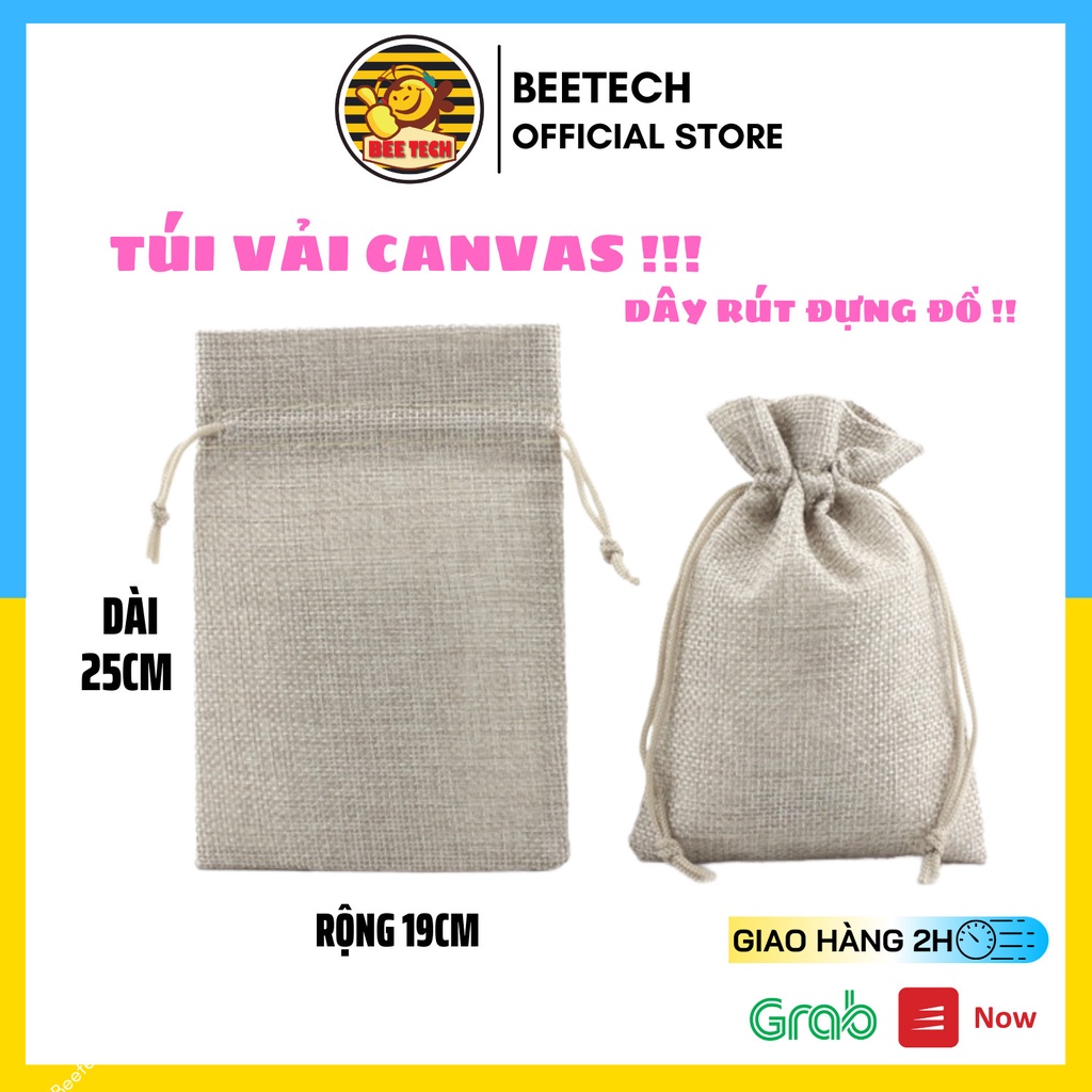 Túi vải rút Beetech, túi đựng phụ kiện sạc cáp, tai nghe tiện lợi đồ handmade