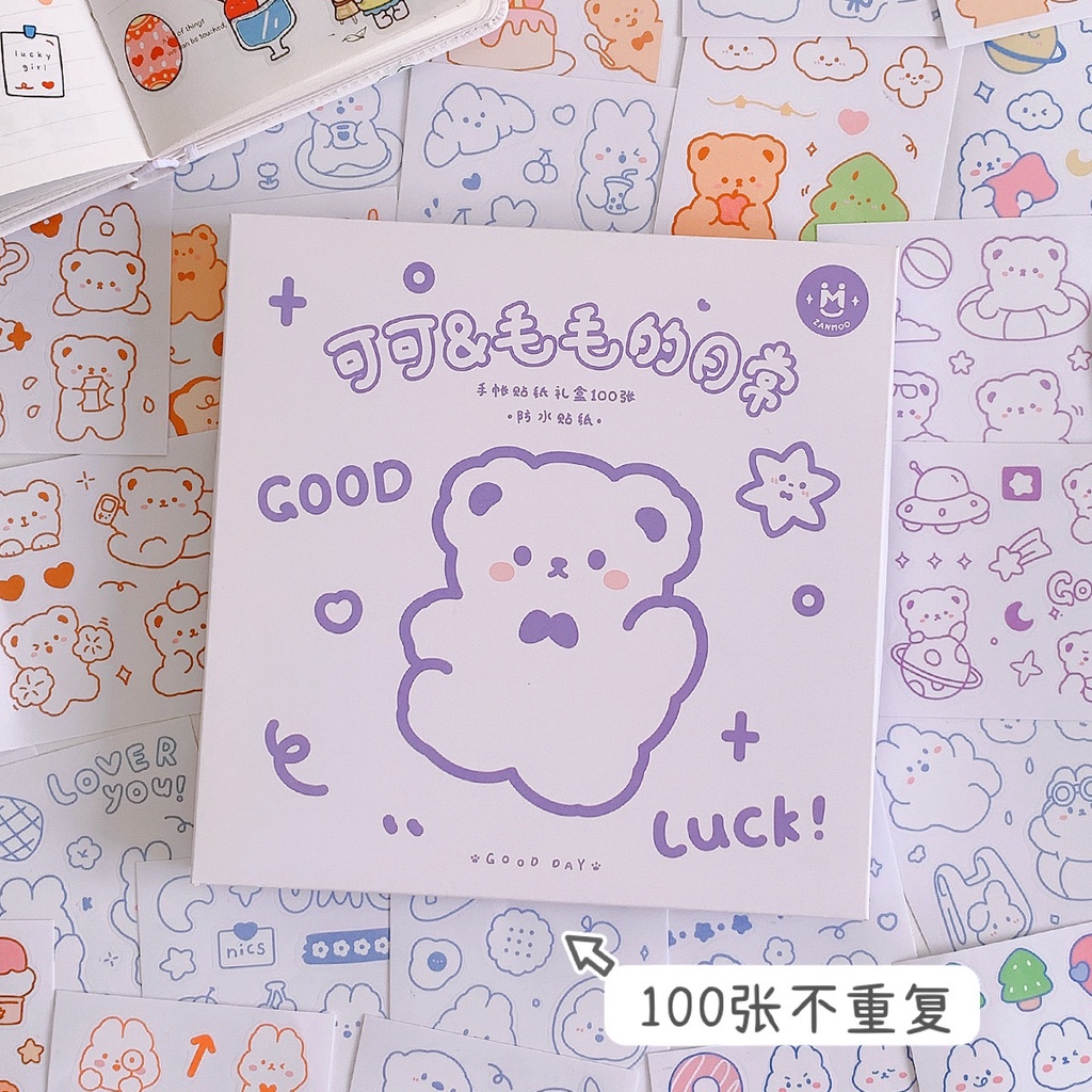 Tách lẻ 1 Tờ Sticker HynBee Họa Tiết Gấu Thỏ