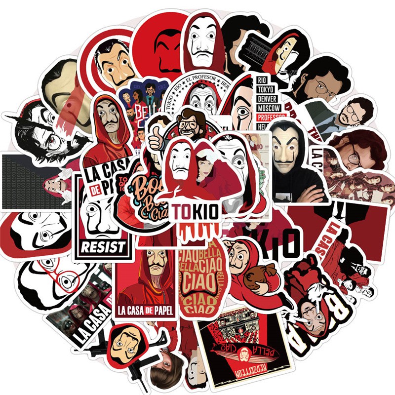 Combo 50 Sticker Money Heist (Phi vụ triệu đô)  dán máy tính, mũ bảo hiểm, vali chống nước  La Casa de Papel | BigBuy360 - bigbuy360.vn