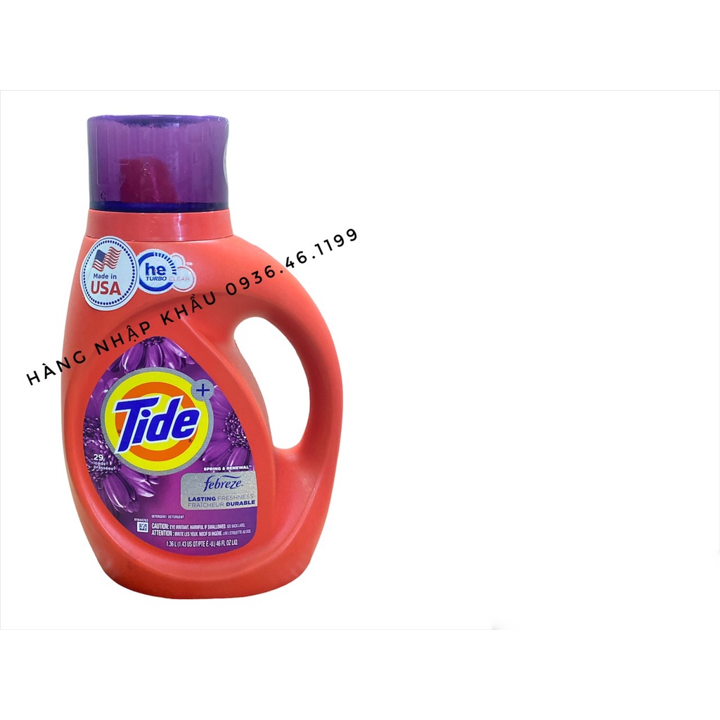 Nước giặt Tide trắng sáng 1.36L đủ mùi nhập khẩu chính hãng Mỹ