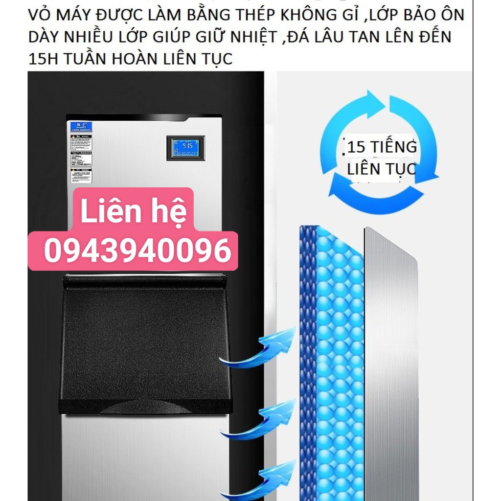 Máy làm đá viên công nghiệp 250kg/24h thương hiệu Luxem -công suất 1050w hàng cao cấp-bảo hành 1 năm