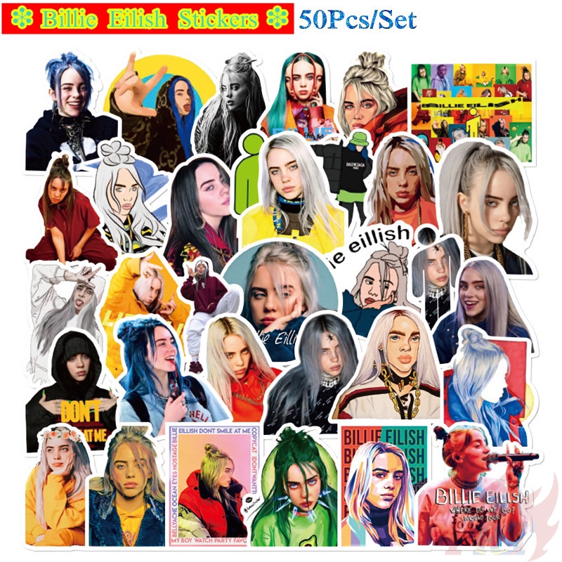 ❉ Billie Eilish Series 04 - Pop Singer Superstar Stickers ❉ 50Pcs/Set DIY Fashion Mixed Doodle Decals Stickers