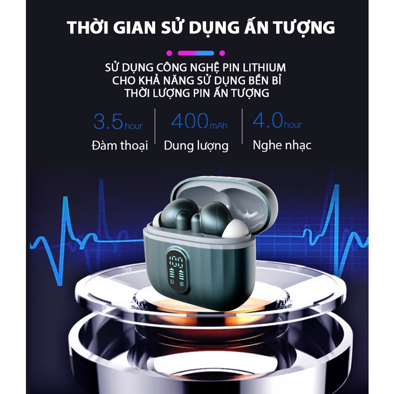 Tai nghe bluetooth chống ồn T2 tai phone không dây thể thao nghe nhạc pin trâu Earbuds