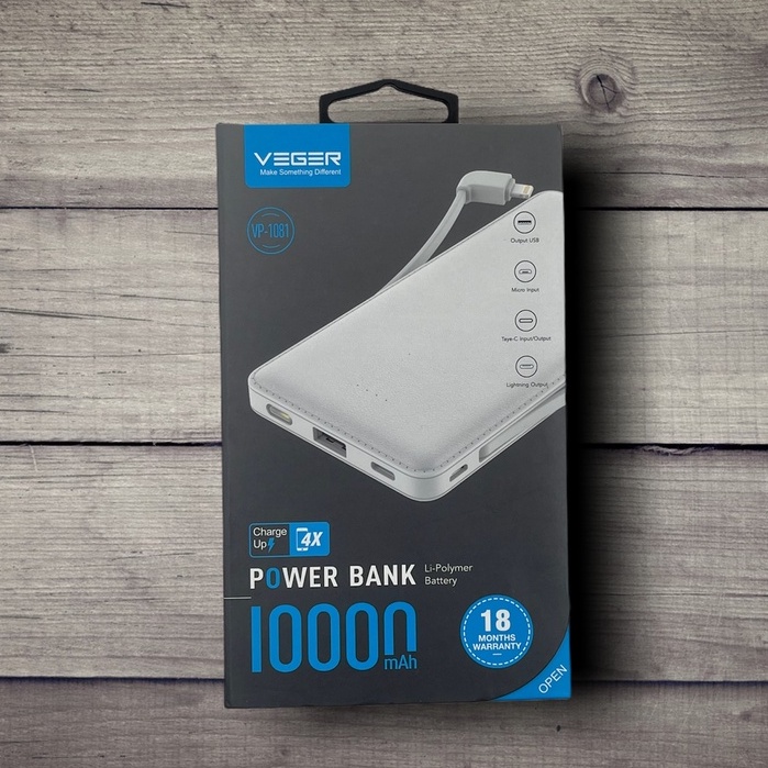 Pin sạc dự phòng 10000 mah chính hãng HOVILO Veger Vp1081 tích hợp cáp sạc TypeC IP sạc nhanh 2A bảo hành 12 tháng