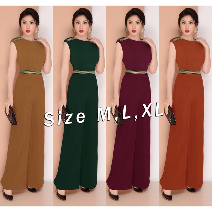Jumpsuit Dài Ống suông Phối Dây Nhủ Vàng Xinh Xắn J974