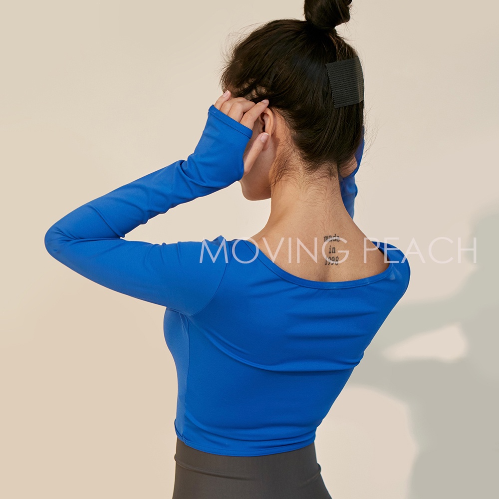MOVING PEACH Women Yoga wear Running Training Longsleeve with button BSR
