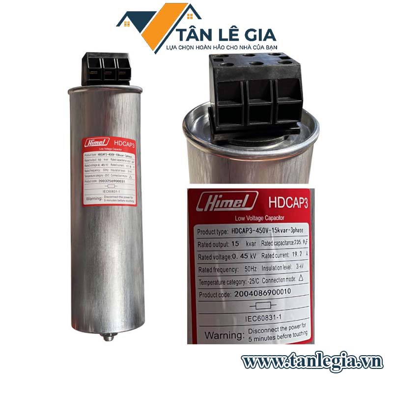Himel HDCAP3-450V-10kvar-3phase: Tụ Bù khô 10 kvar 450V 3P