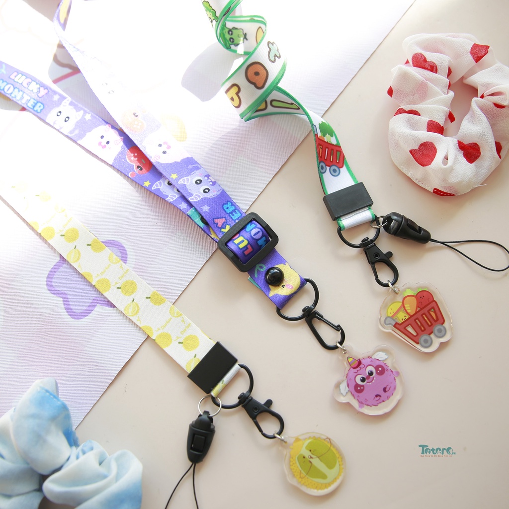 Dây đeo strap dài kèm tag Love My Best Friend - Naruto One Piece - Snoopy - Khủng Long Ngố - Vịt Donal