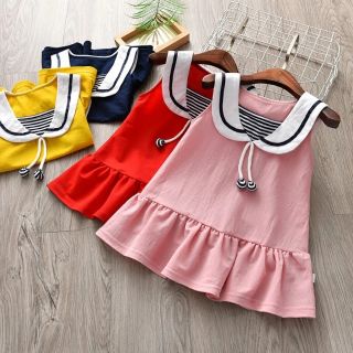 Áo váy 3 lỗ thủy thủ bé gái