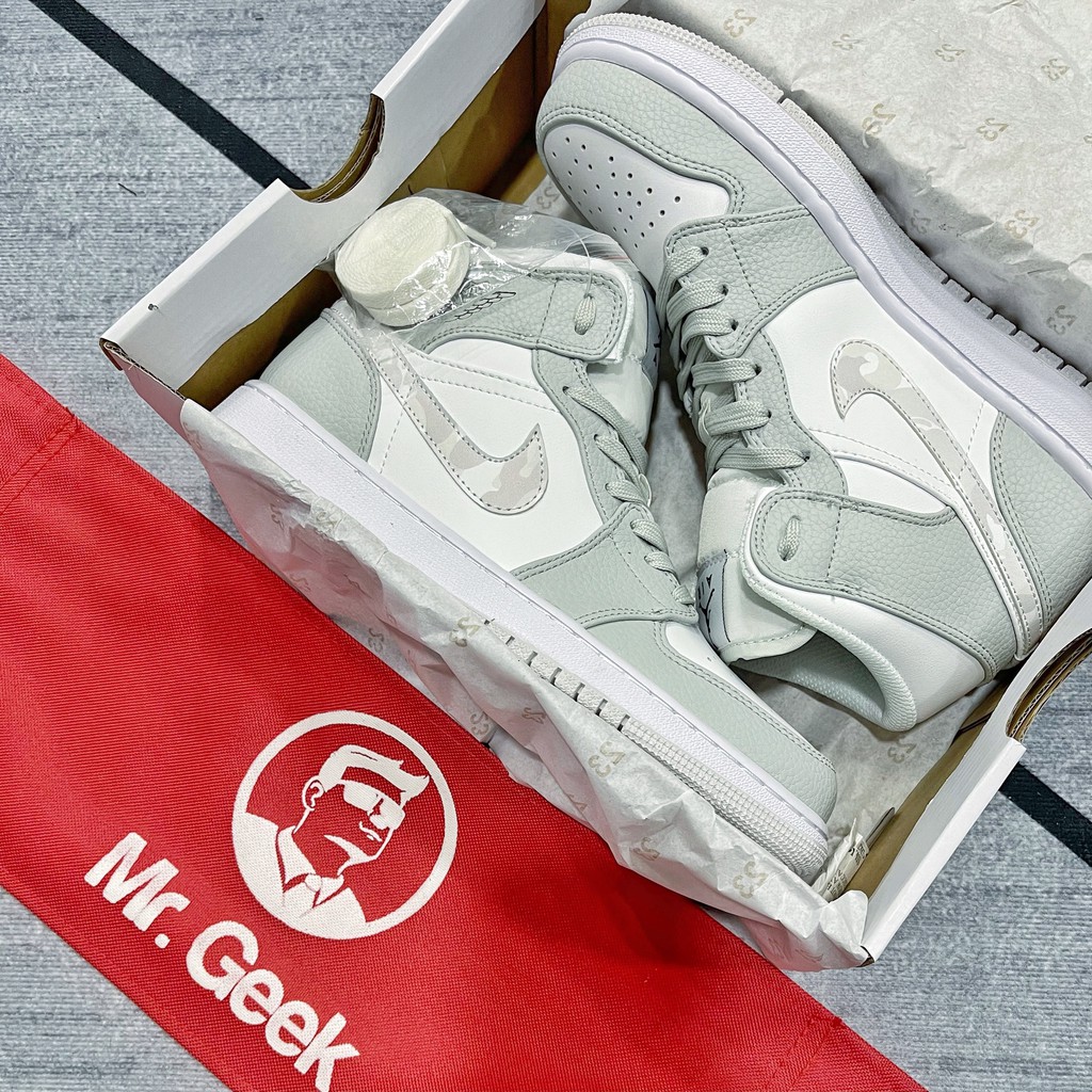 [GeekSneaker] Giày Jordan 1 Mid WHITE CAMO - MID TOP